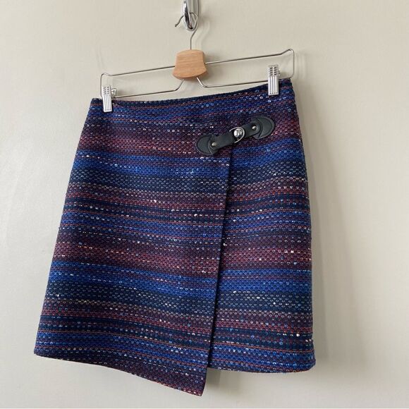 Tristan-multi Tweed Wrap Front Mini Skirt (Size:Small) - Picture 3 of 10